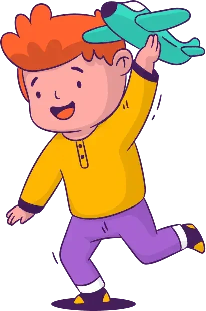 Character with crayons